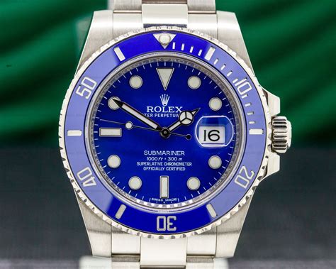 rolex submariner white gold blue dial review|Rolex Submariner 18k white gold.